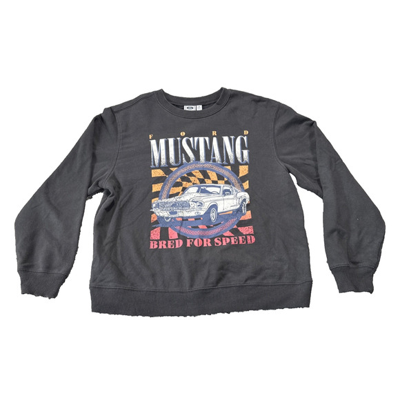 Ford Mustang Sweatshirt Womens Medium Black Bred For Speed Pullover Sweatshirt - Picture 1 of 8